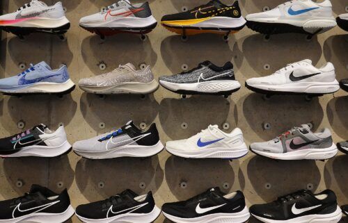 Shoes line the shelves at the Nike store in December 2021 in Miami Beach