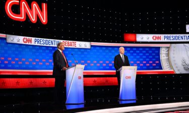 Former President Donald Trump and President Joe Biden debate at CNN's Atlanta studios on June 27