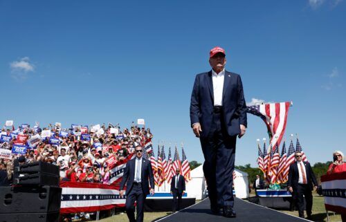 Former President Donald Trump arrives for campaign rally at Greenbrier Farms on June 28 in Chesapeake