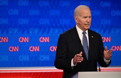 President Joe Biden debates with former President Donald Trump at CNN's Atlanta studios on Thursday night.