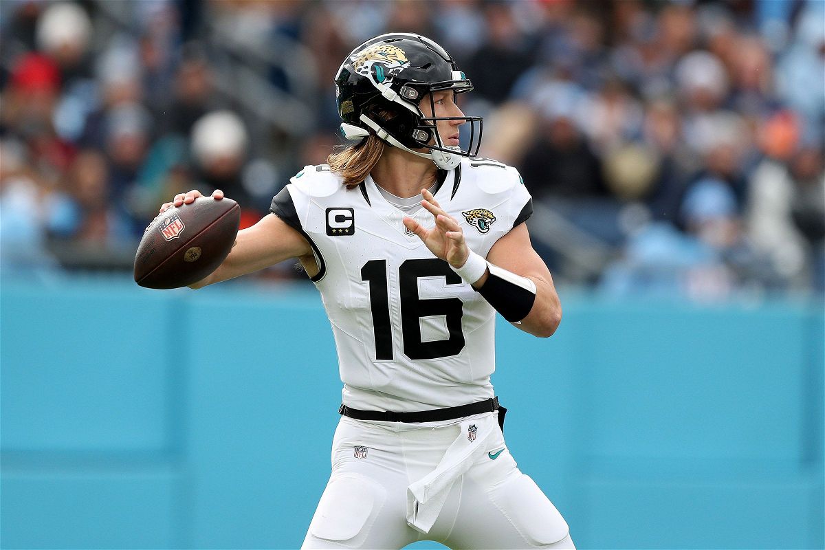 <i>Justin Ford/Getty Images/File via CNN Newsource</i><br/>Trevor Lawrence of the Jacksonville Jaguars looks to pass the ball during a game against the Tennessee Titans in Nashville