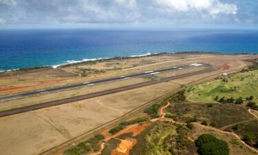 Aerial view over the airport of Lihue