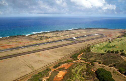 Aerial view over the airport of Lihue