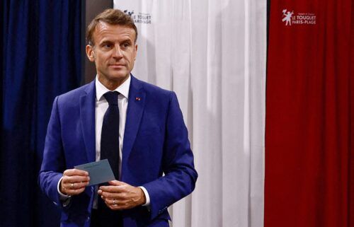 President Emmanuel Macron casts his vote in Le Touquet