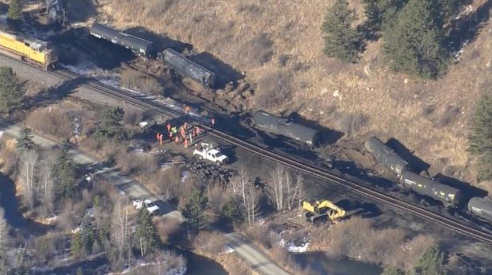 <i>KCNC via CNN Newsource</i><br/>Burlington Northern-Santa Fe suffered almost $1.4 million in equipment damage in the accident.