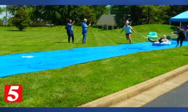 Did you say...water tubing? Yes! Don't worry — it was completely safe and the fire department was on hand to help residents in and out of the tubes.