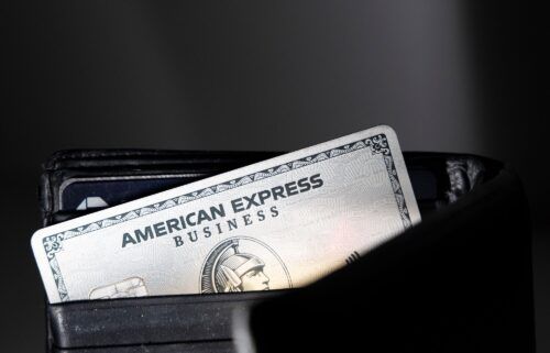 An American Express credit card is seen here in New York in October 2023. American Express announced last week that it’s buying Tock