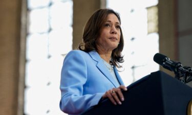 U.S. Vice President Kamala Harris looks on during a campaign event at Girard College in Philadelphia