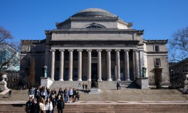 People walk on the Columbia University campus on March 9