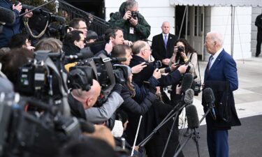 President Joe Biden speaks to reporters before boarding Marine One on the South Lawn of the White House in Washington