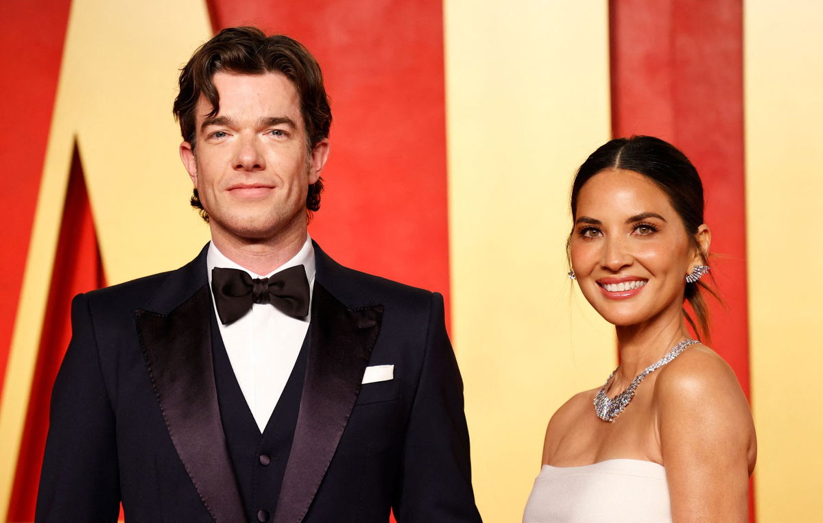 <i>Michael Tran/AFP/Getty Images via CNN Newsource</i><br/>Olivia Munn and John Mulaney attend the Vanity Fair Oscars Party at the Wallis Annenberg Center for the Performing Arts in Beverly Hills