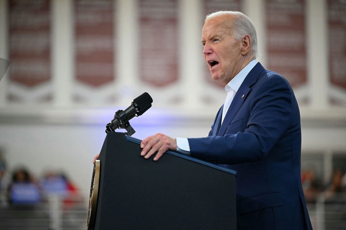 <i>Mandel Ngan/AFP/Getty Images via CNN Newsource</i><br/>US President Joe Biden seen here in Detroit