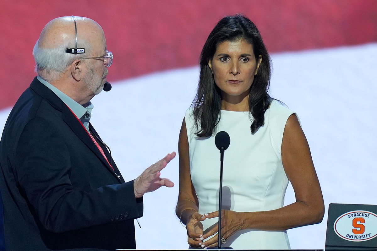 <i>J. Scott Applewhite/AP via CNN Newsource</i><br/>Former South Carolina Gov. Nikki Haley is seen during the walkthrough for day two of the Republican National Convention in Milwaukee on July 16