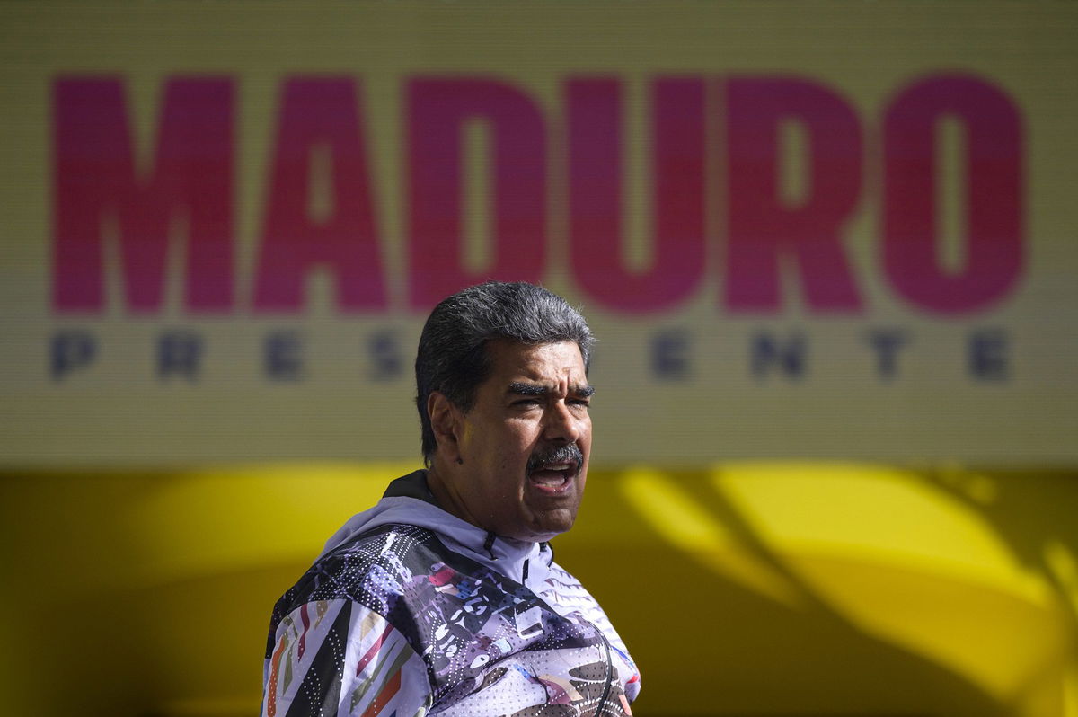 <i>Gaby Oraa/Bloomberg/Getty Images via CNN Newsource</i><br/>Venezuelan President Nicolas Maduro at a campaign rally in Caracas on July 16