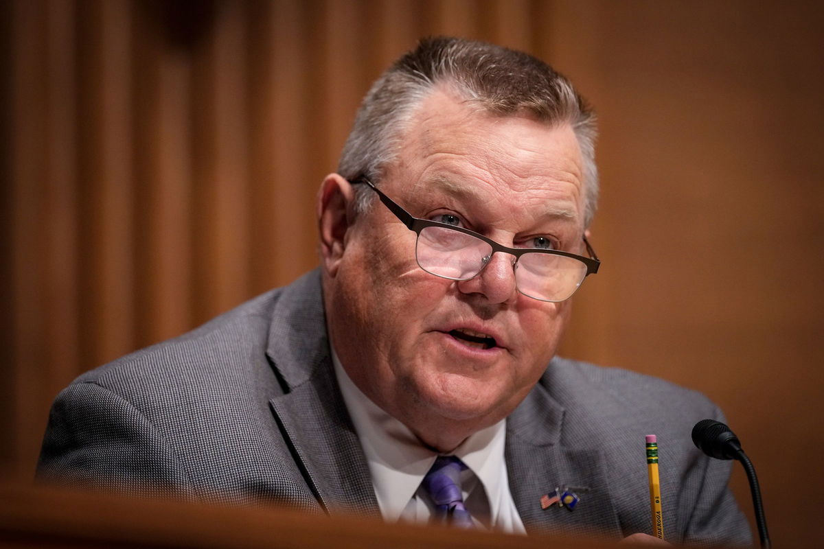 <i>Drew Angerer/Getty Images via CNN Newsource</i><br/>Sen. Jon Tester during a hearing on Capitol Hill in September 2023 in Washington