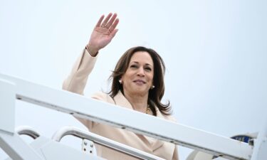 Vice President Kamala Harris walks to board Air Force Two at Indianapolis International Airport in Indianapolis