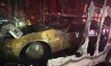 A 1979 Ford Ghia Probe 1 concept car appeared destroyed inside a burned-out trailer on the Munras Avenue offramp from state Highway 1 in Monterey