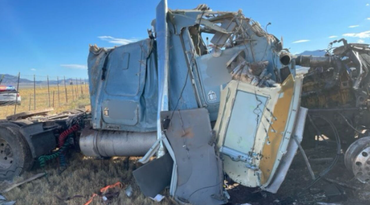 <i>Utah Highway Patrol/KSTU via CNN Newsource</i><br/>A crash between two semi-trucks on Interstate 15 in southern Utah left one person dead on August 18.