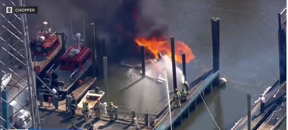 <i>WCBS via CNN Newsource</i><br/>Two people were injured in a boat explosion at the Raritan Marina in New Jersey.