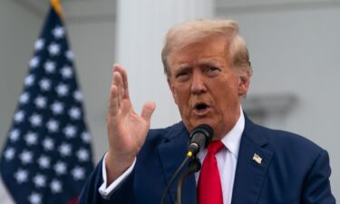 Former President Donald Trump holds a news conference outside the Trump National Golf Club Bedminster in New Jersey on August 15