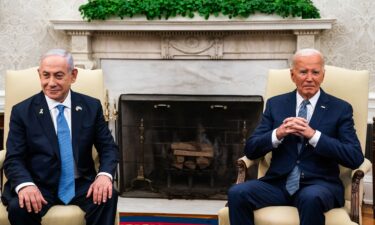 US President Joe Biden with Prime Minister of Israel Benjamin Netanyahu during a bilateral meeting in the Oval Office of the White House on July 25