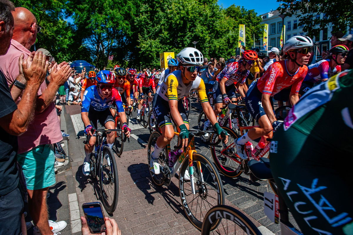 <i>ANP/Getty Images via CNN Newsource</i><br/>Charlotte Kool celebrates during stage 1 of the Tour de France Femmes in The Hague