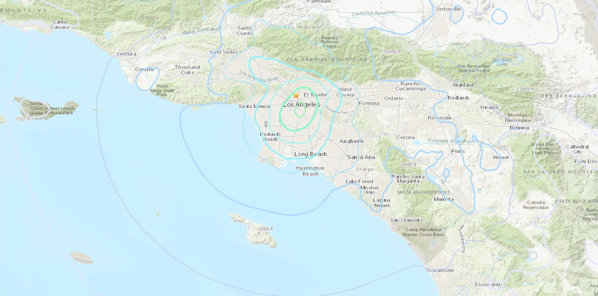 <i>USGS via CNN Newsource</i><br/>A magnitude 4.4 earthquake occurred in Los Angeles late Monday morning