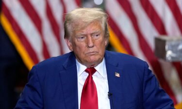 Former President Donald Trump listens at a business roundtable discussion in York