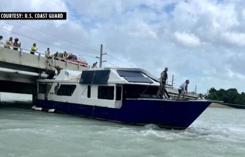 U.S. Coast Guard said two boats were swept into bridges by the strong winds from Hurricane Helene.