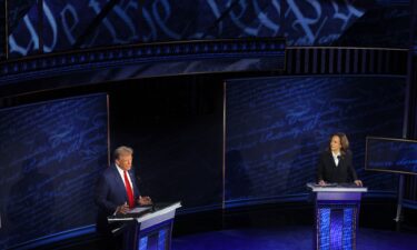 Former President Donald Trump and Vice President Kamala Harris attend a presidential debate hosted by ABC in Philadelphia on September 10.