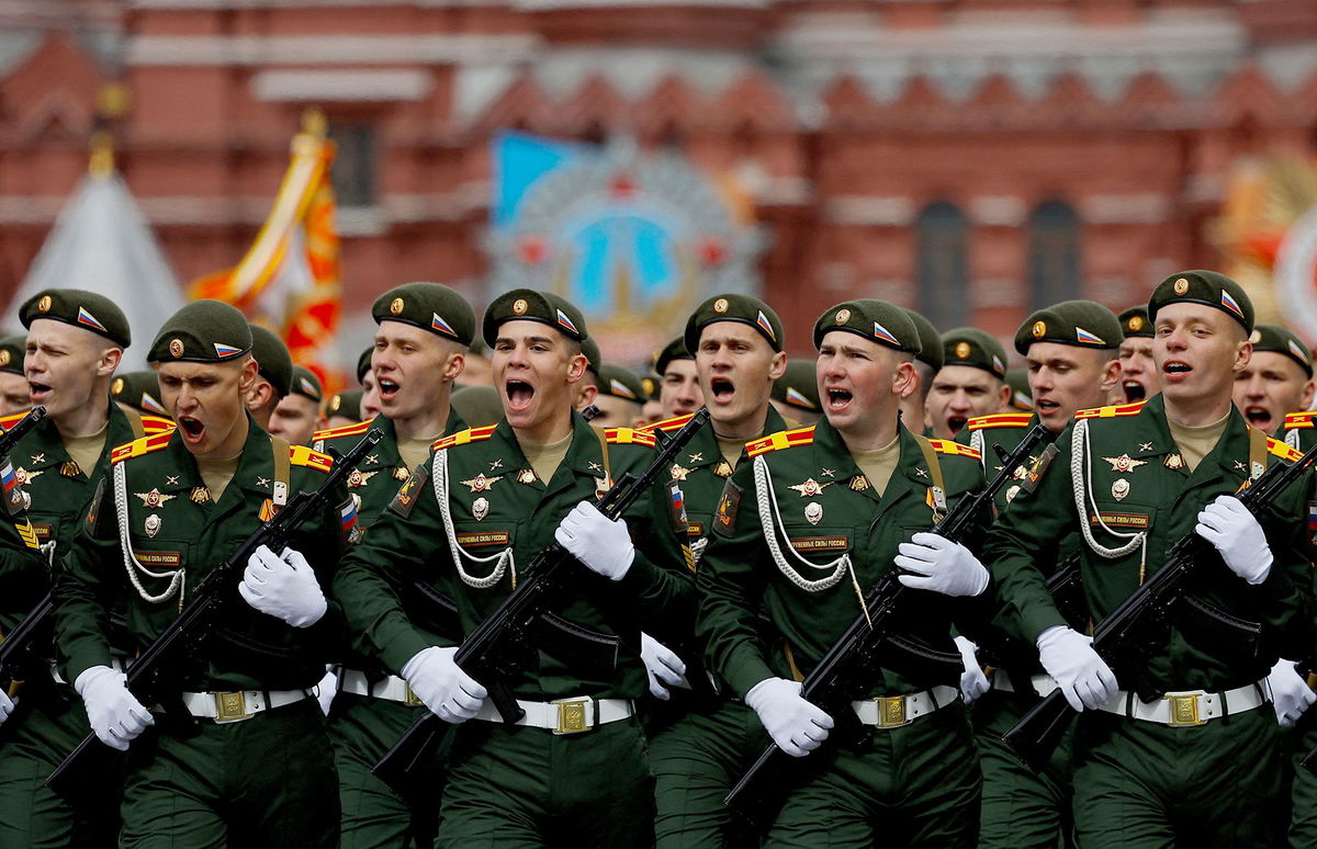 <i>Evgenia Novozhenina/Reuters via CNN Newsource</i><br/>Russian troops march during the Victory Day military parade in Red Square in Moscow