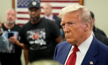 Former President Donald Trump makes a campaign stop at the Las Vegas Police Protective Association on September 14