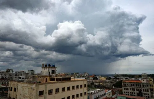 Large clouds move over Havana due to the proximity of the tropical storm Helene