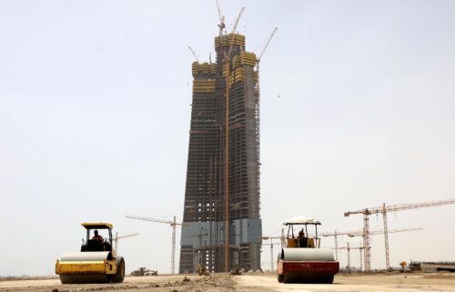 Work halted on the unfinished Jeddah Tower in 2018.