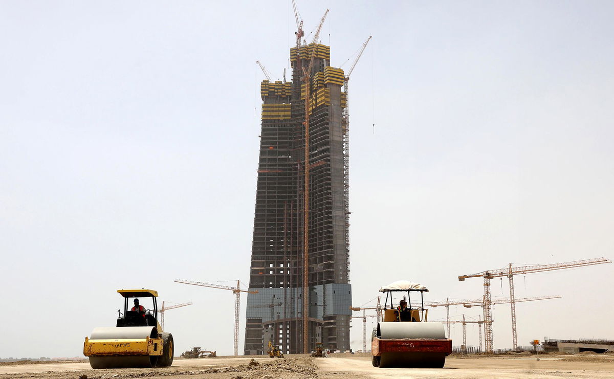 <i>Amel Pain/EPA-EFE/Shutterstock via CNN Newsource</i><br/>Work halted on the unfinished Jeddah Tower in 2018.