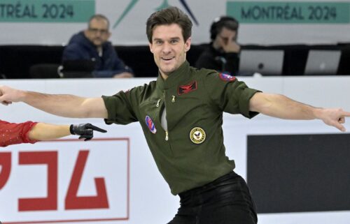 Sørensen and Laurence Fournier Beaudry perform their free dance in the ice dance competition at the 2024 world championships.