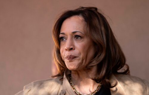 Vice President and Democratic presidential candidate Kamala Harris speaks to media at the Douglas Port of Entry at the US-Mexico border in Douglas