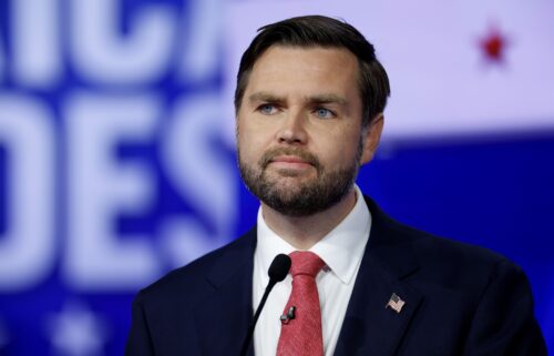 Republican vice presidential candidate Sen. JD Vance participates in a debate at the CBS Broadcast Center on October 1