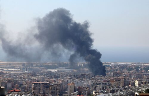 Smoke rises in Beirut's southern suburbs after a strike