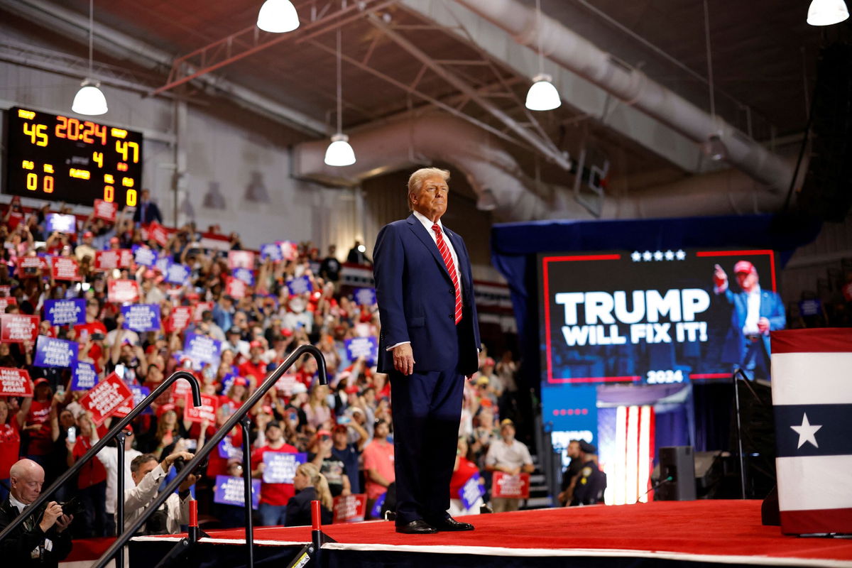 <i>Brendan McDermid/Reuters via CNN Newsource</i><br/>Republican presidential nominee and former U.S. President Donald Trump attends a campaign rally in Rocky Mount