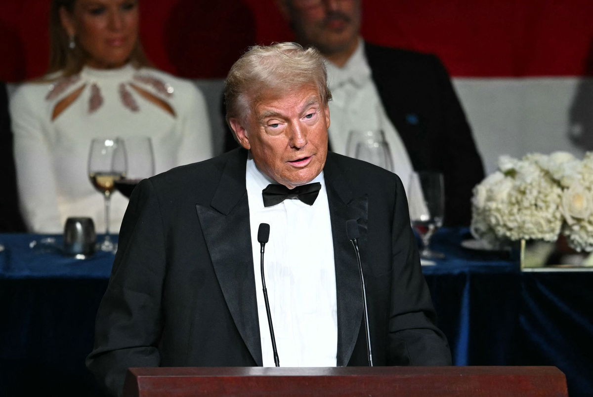 <i>Timothy A. Clary/AFP/Getty Images via CNN Newsource</i><br/>Donald Trump speaks during the 79th Annual Alfred E. Smith Memorial Foundation Dinner at the Hilton Midtown in New York