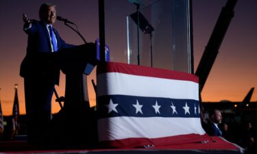 Former President Donald Trump speaks during a campaign rally at Arnold Palmer Regional Airport