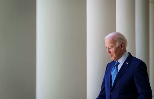 President Joe Biden arrives for an event in the Rose Garden of the White House April 21