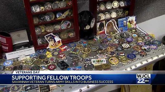 <i>WJCL via CNN Newsource</i><br/>Tyler Merritt founded Nine Line Apparel 12 years ago while he was still on active duty.