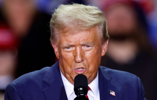 Donald Trump speaks during a campaign rally in Grand Rapids