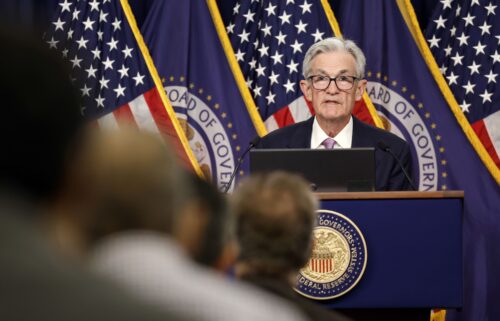 Federal Reserve Chair Jerome Powell speaks at the William McChesney Martin Jr. Federal Reserve Board Building on September 18 in Washington