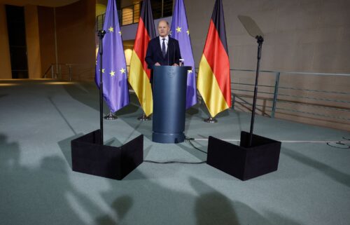 German Chancellor Olaf Scholz addresses a press conference at the Chancellery in Berlin on November 6