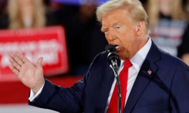 Former President Donald Trump speaks during a rally in Raleigh