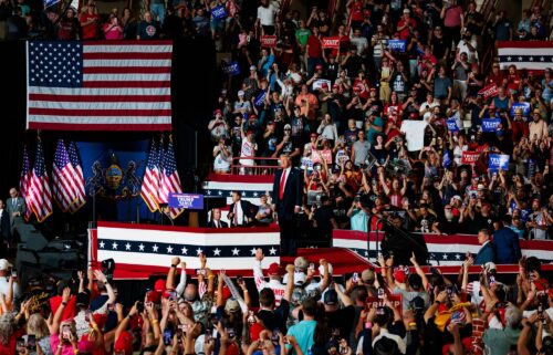 Donald Trump during a campaign event in Harrisburg