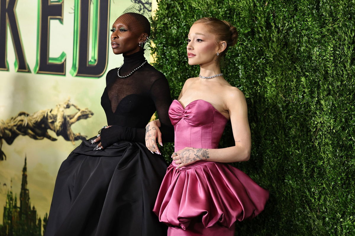 <i>Theo Wargo/Getty Images via CNN Newsource</i><br/>Cynthia Erivo and Ariana Grande attend the 